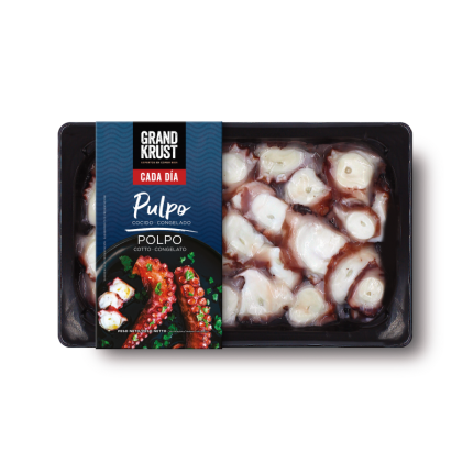 Frozen chopped cooked octopus